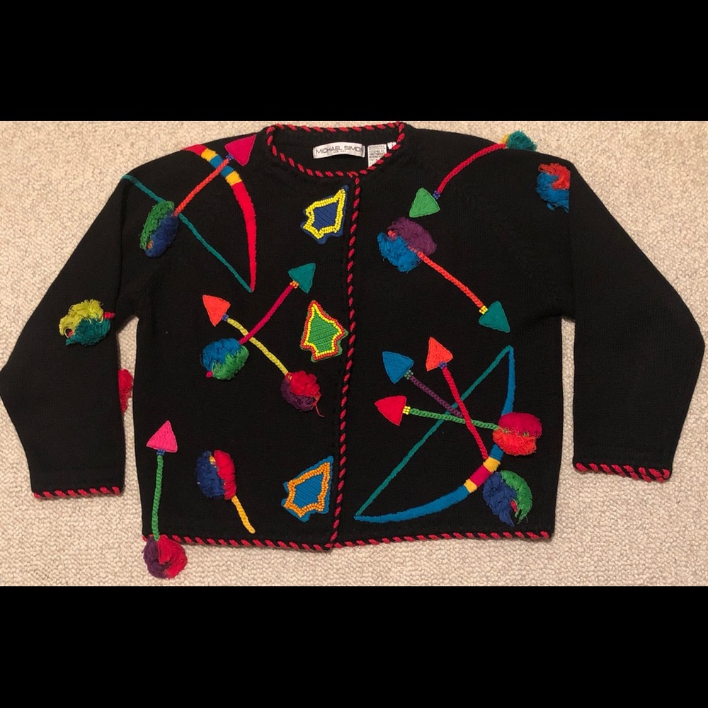 90s Michael Simon Ugly Xmas Sweater Womens size 2